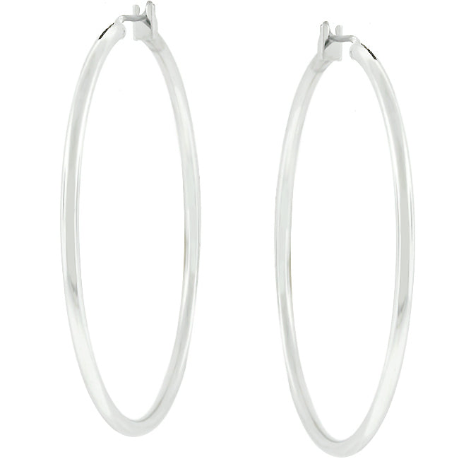 Large Silvertone Hoop Earrings