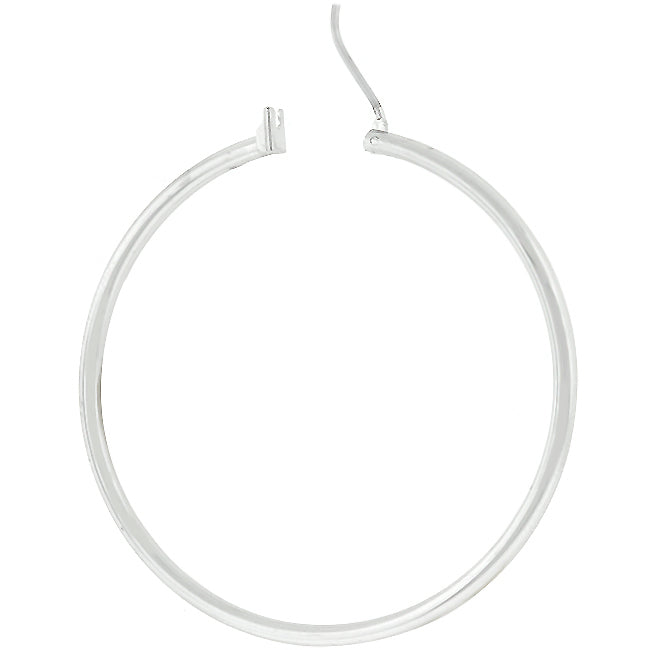 Large Silvertone Hoop Earrings