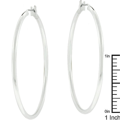 Large Silvertone Hoop Earrings